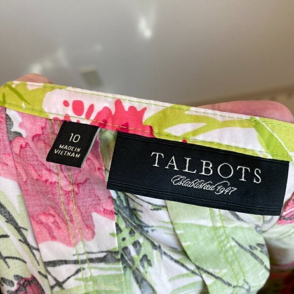 Talbots Floral Butterflies Pleated Skirt 100% Cotton Size 10 - Picture 6 of 7